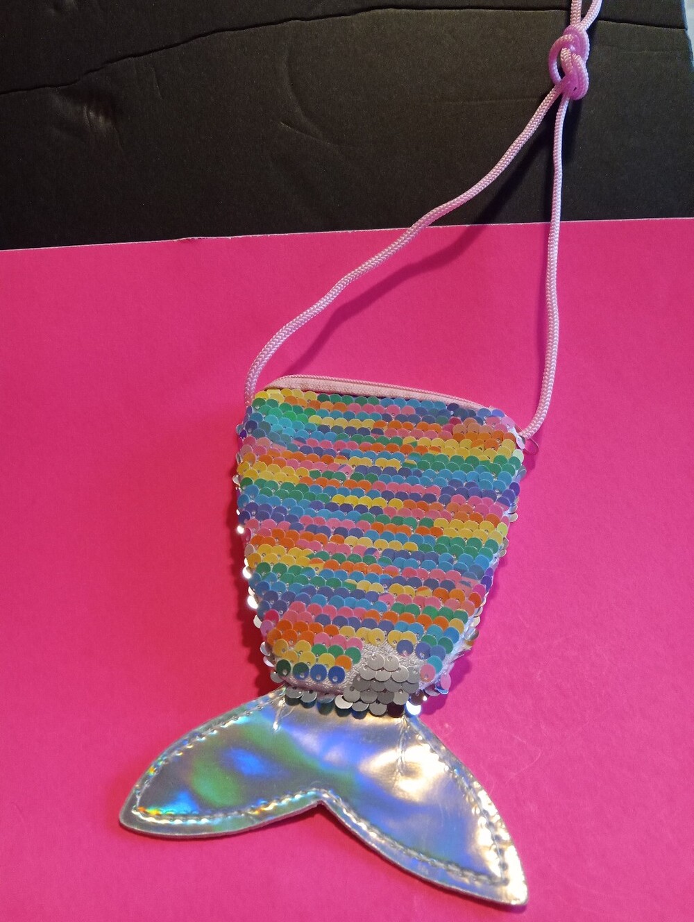 Cute Mermaid Sequin Crossbody Bag - Pink Multi